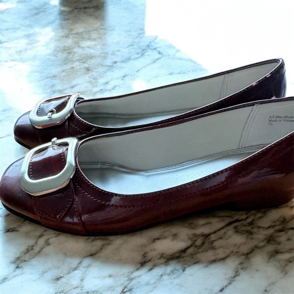 Kelly & Katie Maroon Flats with Silver Buckle - Picture 4 of 4